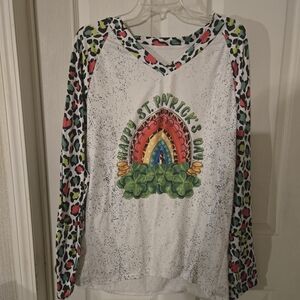 St. Patrick's Day Rainbow Shamrock Long Sleeve Top